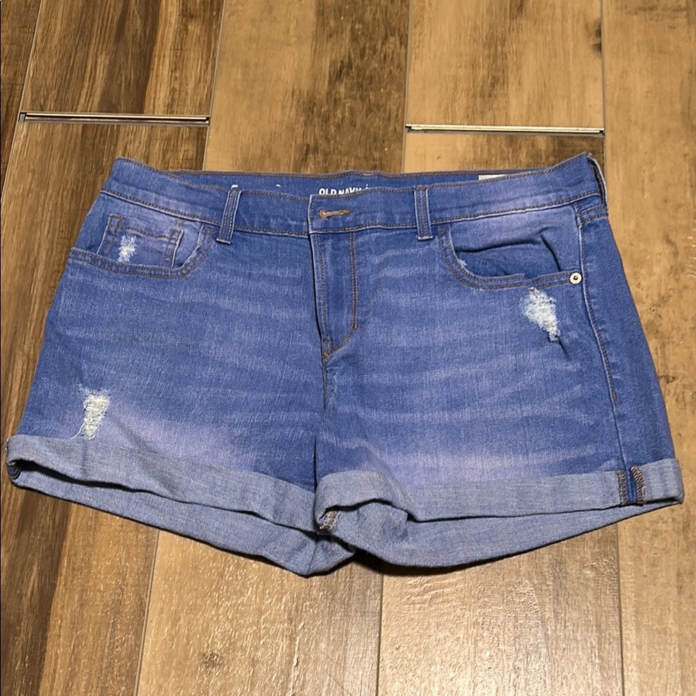 Old Navy Blue Jean Shorts Distressed Cuffed